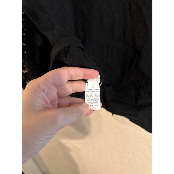 Y Black Cotton Goth Alt Wednesday Addams Style Victorian Lace Collared Blouse - Picture 12 of 12